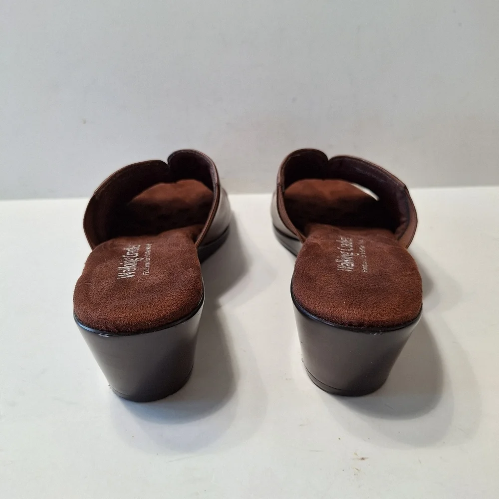 Walking Cradles Brown Leather Comfort Wide Strap Padded Insole Wedges Size 8N